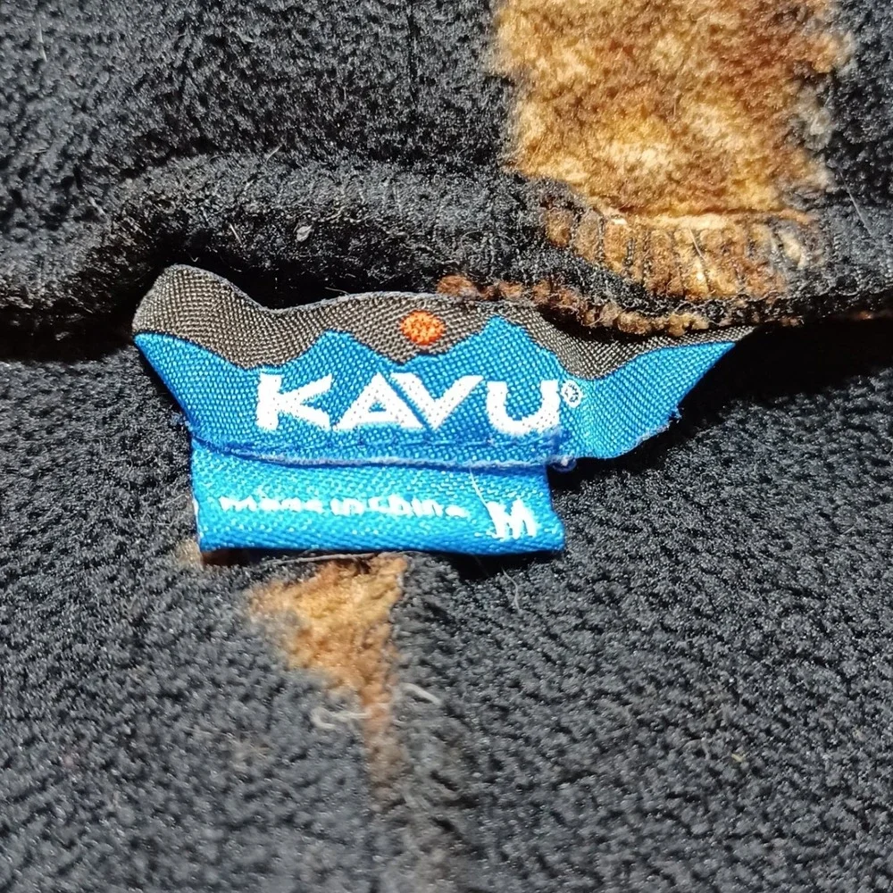 KAVU Mens Teannastay Fleece Pants M Black Pine Cones Gorpcore Outdoor Cabincore